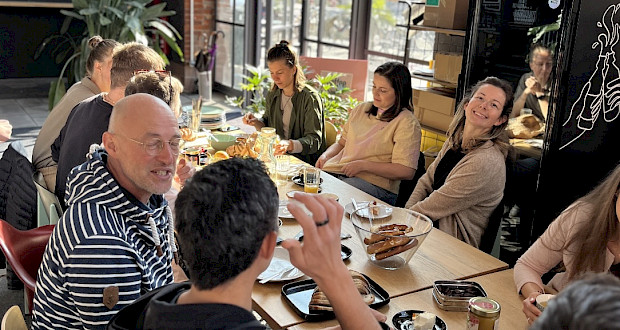 Casual networking at the community breakfast
