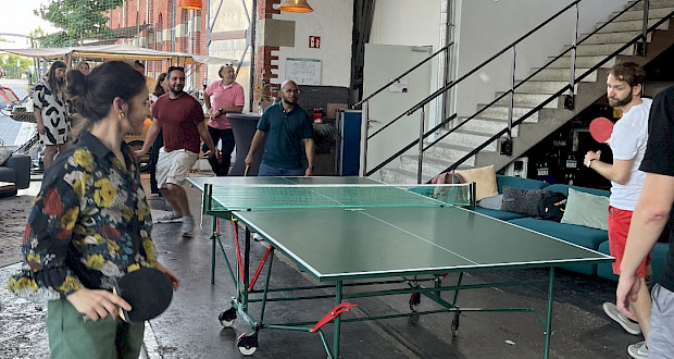Playing table tennis in the Grünhof community